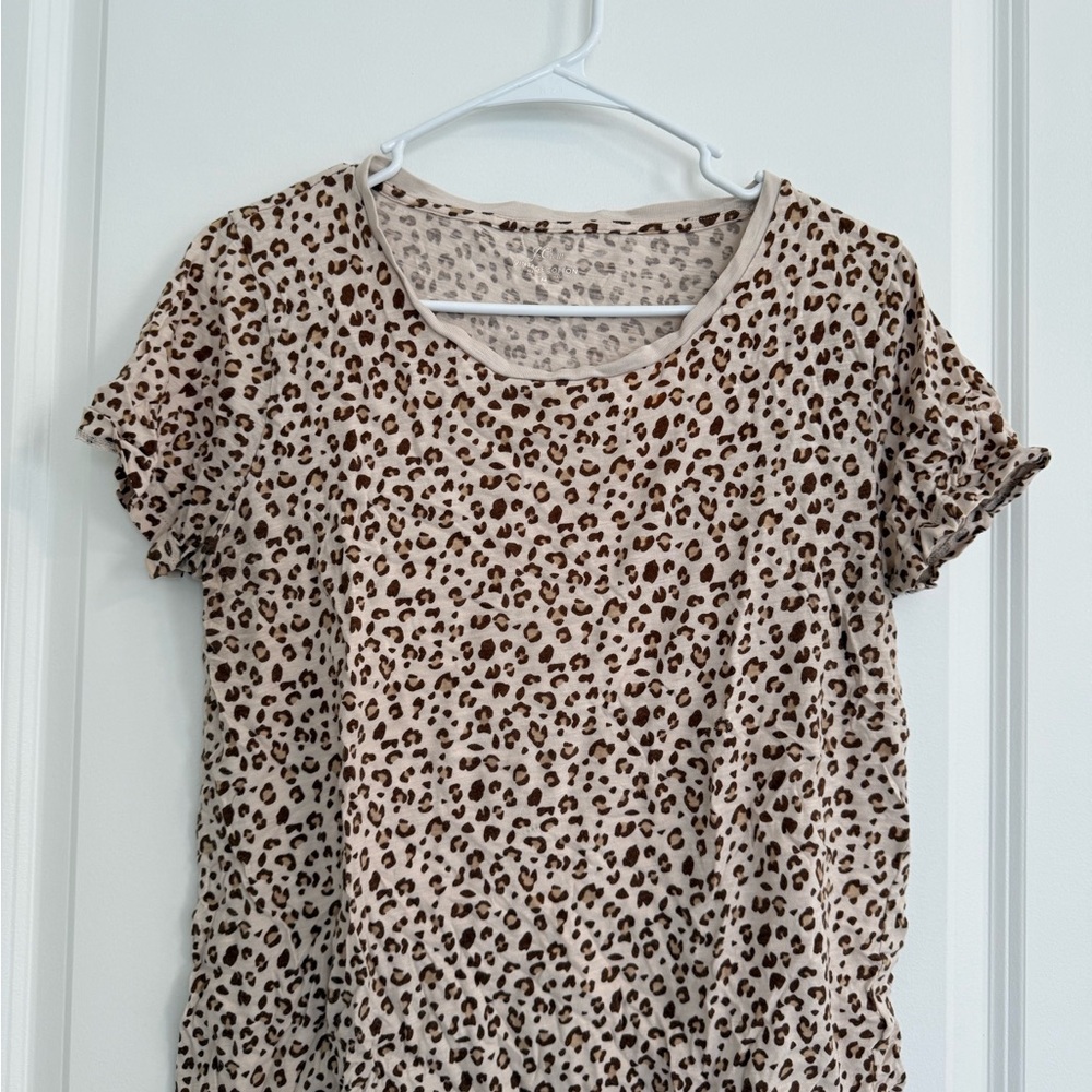 J. Crew Tan and Brown Leopard Print Short Sleeve Top